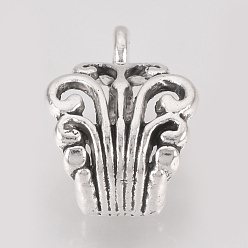 Antique Silver Tibetan Style Alloy Tube Bails, Loop Bails, Cadmium Free & Lead Free, Antique Silver, 17x12x8mm, Hole: 2mm, 5x10mm inner diameter, about 640pcs/1000g