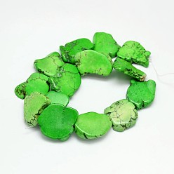 Citron Vert Brins de perles de magnésite naturelle teints, nuggets, lime, 18~24x28~36x5~6mm, Trou: 0.8mm