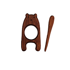 Bear Wooden Animal Pattern Brooch Pins, Shawl Sweater Pins, Scarf Pins, Women's Gift Brooch, Bear, 3~13mm