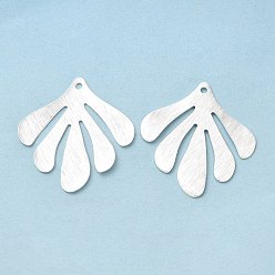 925 Sterling Silver Plated Brass Pendants, Cadmium Free & Lead Free, Leaf Charm, 925 Sterling Silver Plated, 31x29x1mm, Hole: 1.6mm
