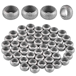 Stainless Steel Color 304 Stainless Steel Large Hole Beads, Textured, Rondelle, Stainless Steel Color, 8x4mm, Hole: 5mm, 50pcs