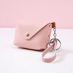 Pink Однотонная сумка-клатч из искусственной кожи, мини-кошелек для ключей, брелок, кошелек с пряжкой для монет, розовые, 10x7x4 см