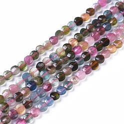 Tourmaline Natural Tourmaline Beads Strands, Faceted, Flat Round, 3.5~4.5x2~2.5mm, Hole: 0.5mm, about 98~107pcs/strand, 15.35 inch(39cm)long