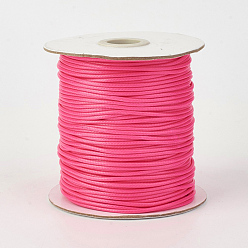 Deep Pink Eco-Friendly Korean Waxed Polyester Cord, Deep Pink, 0.8mm, about 174.97 yards(160m)/roll