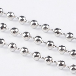 Platinum Iron Ball Chains, Soldered, with Spool, Nickel Free, Platinum, 2.4mm, about 328.08 Feet(100m)/roll