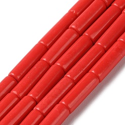 Красный Синтетические окрашенные нити императорской яшмы, имитация красного говлита, колонка, красные, 4~4.5x13~14 мм, отверстие : 1.2 мм, около 27~29 шт / нитка, 14.72''~14.96'' (37.4~38 см)