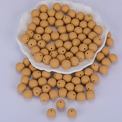 Verge D'or Perles focales rondes en silicone, perles à mâcher pour les jouets de dentition, Diy soins infirmiers colliers faisant, verge d'or, 15mm, Trou: 2mm