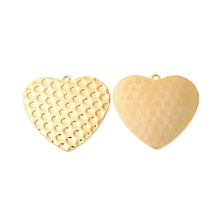 Real 18K Gold Plated Ion Plating(IP) 304 Stainless Steel Pendants, Heart Charms, Real 18K Gold Plated, 27.5x30x0.8mm, Hole: 1.6mm