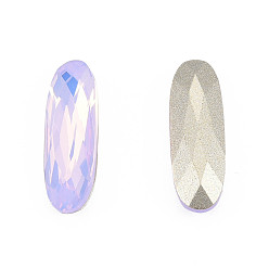 Violet K9 Glass Rhinestone Cabochons, Pointed Back & Back Plated, Faceted, Oval, Violet, 15x5x3mm