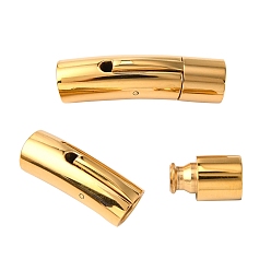 Golden 304 Stainless Steel Bayonet Clasps, Ion Plating (IP), Column, Golden, 30x9x8mm, Hole: 6mm