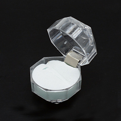 Blanco Cajas de anillo de plástico transparente, caja de la joyería, blanco, 3.8x3.8x3.8 cm