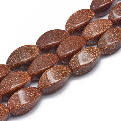 Goldstone Synthetic Goldstone Beads Strands, Oval, 14~15x7~8mm, Hole: 1mm, about 25pcs/strand, 15.3 inch(39cm)