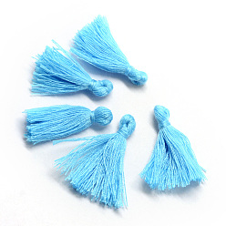 Deep Sky Blue Handmade Polycotton(Polyester Cotton) Tassel Decorations, Pendant Decorations, Deep Sky Blue, 29~35mm