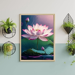 Colorful Lotus Flower Pattern Fancy Theme DIY Diamond Painting Kit, Including Resin Rhinestone Bag, Diamond Sticky Pen, Tray Plate and Glue Clay, Colorful, 400x300mm