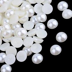 Beige Cabochons en plastique abs, perle d'imitation, demi-tour, beige, 6x3 mm, sur 5000 PCs / sac