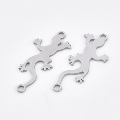 Stainless Steel Color 201 Stainless Steel Links connectors, Laser Cut Links, Gecko, Stainless Steel Color, 27.5x12x1mm, Hole: 1.8mm