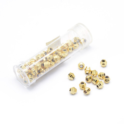 Real 20K Gold Plated Brass Spacers Beads, Hexagon, Lead Free & Cadmium Free & Nickel Free, Real 18K Gold Plated, 4.5x4mm, Hole: 1.5mm, 60pcs/box