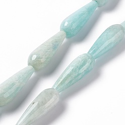 Amazonite Chapelets de perles amazonite naturelles  , facette, larme, 28~30x9.5~10.5mm, Trou: 1.2mm, Environ 13 pcs/chapelet, 14.65''~15.39'' (37.2~39.1 cm)