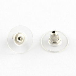 Stainless Steel Color 304 Stainless Steel Bullet Clutch Earring Backs, with Plastic Pads, Ear Nuts, Stainless Steel Color, 11.5x6mm, Hole: 0.8mm