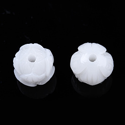 Кремово-белый Синтетических коралловых бусин, окрашенные, имитация нефрита, цветок, кремово-белые, 10x11x10.5 мм, отверстие : 1.6 мм