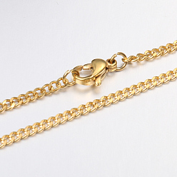 Golden Unisex Casual Style 304 Stainless Steel Twisted Chain Necklaces, with Lobster Claw Clasps, Faceted, Golden, 23.6 inch(59.9cm)