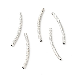 Platinum Rack Plating Brass Curved Tube Beads, Cadmium Free & Lead Free, Long-Lasting Plated, Platinum, 24.5x2mm, Hole: 1.2mm
