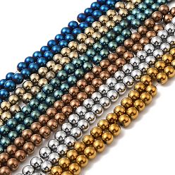 Color mezclado Perlas de hematita magnética sintética electrochapa hebras, rondo, color mezclado, 5 mm, agujero: 0.8 mm, sobre 84~87 unidades / cadena, 16.14~16.96'' (41~43 cm)