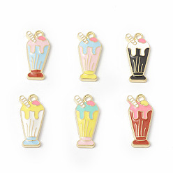 Mixed Color Alloy Enamel Pendants, Ice Cream Charm, Golden, Mixed Color, 23.5x11x2.5mm, Hole: 2mm
