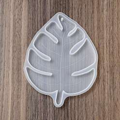 White DIY Monstera Leaf Hanging Coaster Silicone Molds, Big Pendant Molds, for UV Resin, Epoxy Resin Craft Making, White, 149x111x9mm, Hole: 3mm