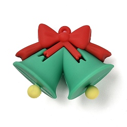 Christmas Bell Рождественские пластиковые подвески из пвх, Рождественский колокольчик, 36x47.5x25 мм, отверстие : 2 мм