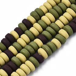 Pale Goldenrod Handmade Polymer Clay Beads Strands, for DIY Jewelry Crafts Supplies, Flat Round, Pale Goldenrod, 6~7x3mm, Hole: 1.5mm, about 113~116pcs/strand, 15.55 inch~16.14 inch(39.5~41cm)