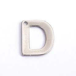 Letter D 304 encantos de letras de acero inoxidable, letter.d, 11x9x0.8 mm, agujero: 1 mm
