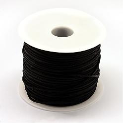Negro Hilo de nylon, cordón de satén de cola de rata, negro, 1.5 mm, aproximadamente 49.21 yardas (45 m) / rollo