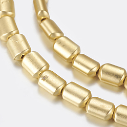 Golden Plated Non-magnetic Synthetic Hematite Beads Strands, Frosted, Rectangle, Matte, Golden Plated, 8.5~9x6x3.5mm, Hole: 1mm, about 46pcs/strand, 15.55 inch(39.5cm)