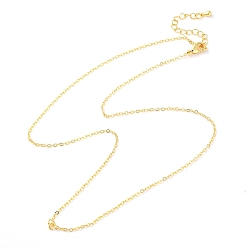 Golden Rack Plating Brass Flat Cable Chain Necklaces, Long-Lasting Plated, Lead Free & Cadmium Free, Golden, 17.83 inch(45.3cm)