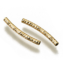 Настоящее золото 18K Латунные трубки изогнутой бисера, изогнутые трубочки бусины лапши, фантазии вырезать, без никеля , реальный 18 k позолоченный, 19x2 мм, отверстие : 1.2 мм