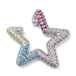 Platinum Colorful Rhinestone Star Cuff Earrings, Rack Plating Brass No Piercing Earrings for Women, Lead Free & Cadmium Free, Platinum, 24x25x3mm