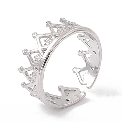 Color de Acero Inoxidable 304 anillos de puño abierto con corona de acero inoxidable para mujer, color acero inoxidable, diámetro interior: 17 mm