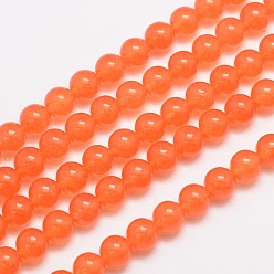 Tomato Natural & Dyed Malaysia Jade Bead Strands, Round, Tomato, 8mm, Hole: 1.0mm, about 48pcs/strand, 15 inch
