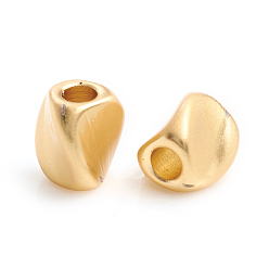 Real 14K Gold Plated Matte Style Brass Beads, Long-Lasting Plated, Twist, Real 14K Gold Plated, 5x4x4mm, Hole: 1.6mm