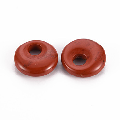 Jaspe Rouge Pendentifs naturels de jaspe rouge, disque de donut / pi, 17.5~18.5x5.5mm, Trou: 5.5mm
