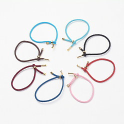 Couleur Mélangete Fabrication de bracelet en corde de coton torsadée, avec les accessoires en acier inoxydable, or, couleur mixte, 9 pouces ~ 9-7/8 pouces (23~25 cm), 3mm