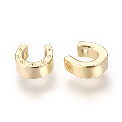 Real 18K Gold Plated Brass Charms, Nickel Free, Real 18K Gold Plated, Horseshoe, 7x7x3mm, Hole: 1.5mm