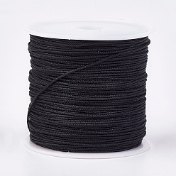 Черный Нейлоновая нить, ювелирные изделия шнур нейлона для пользовательских ювелирных изделий делает тканые, чёрные, 0.8 мм, около 49.21 ярдов (45 м) / рулон