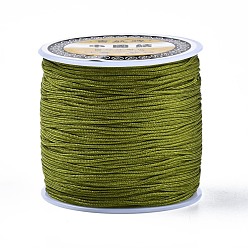 Olive Terne Fil de nylon, corde à nouer chinoise, vert olive, 0.8mm, environ 109.36 yards (100m)/rouleau