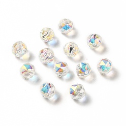Clear AB Glass Imitation Austrian Crystal Beads, Faceted, Round, Clear AB, 8mm, Hole: 1mm