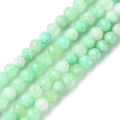 Chrysoprase Natural Chrysoprase Beads Strands, Faceted, Round, 4mm, Hole: 0.8~1mm, about 103~105pcs/strand, 15.35~15.55 inch(39~39.5cm)