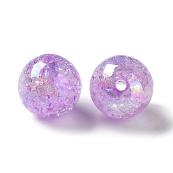 Lilas Couleur ab crépitement transparente acrylique perles rondes, lilas, 20mm, trou: 2.5 mm, environ 108 pcs / 500 g