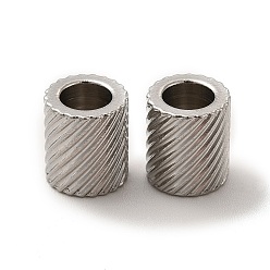 Stainless Steel Color 201 Stainless Steel European Beads, Large Hole Beads, Column, Stainless Steel Color, 9x7.3mm, Hole: 4.2mm