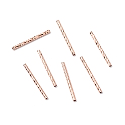 Rose Gold Rack Plating Brass Straight Tube Beads, Cadmium Free & Lead Free, Long-Lasting Plated, Rose Gold, 19.5~20x1.5mm, Hole: 0.9mm